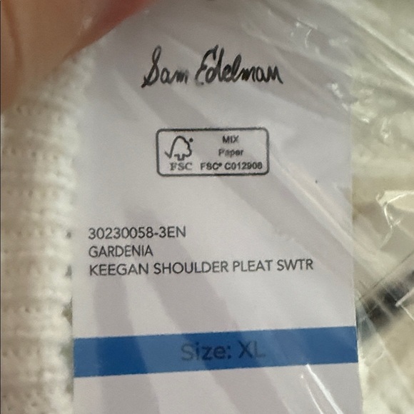 Sam Edelman Keegan Peplum Cardigan with Bedazzled button detail NWT XL Cream - Picture 12 of 15